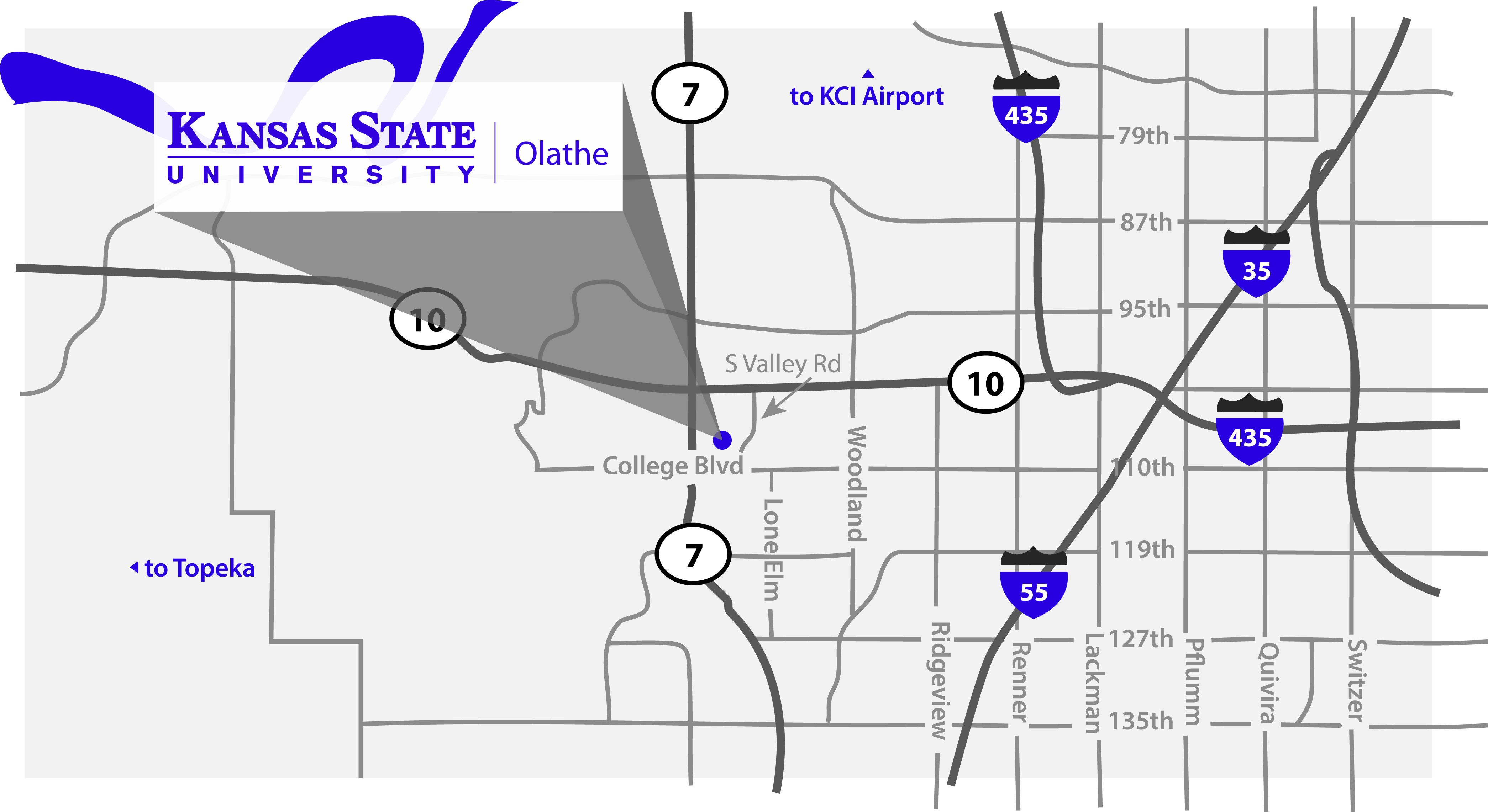 Map to K-State Olathe