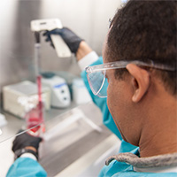 Researcher working in a lab.