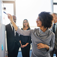 Professionals collaborating in an office.