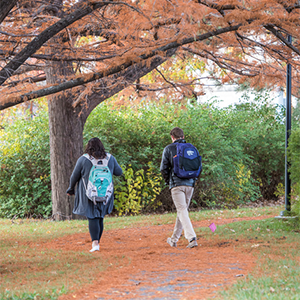 Students on campus during fall.