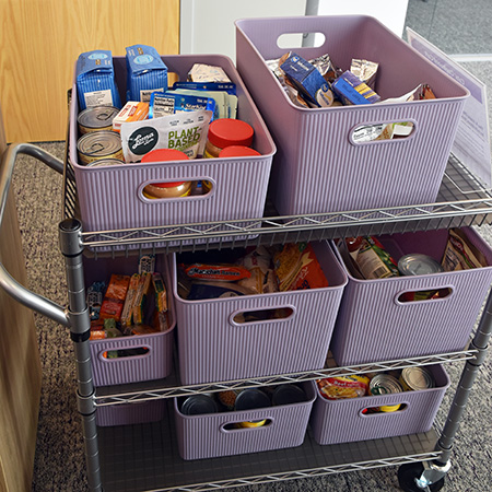 Cats' Cupboard Cart in the Student Success Center. 
