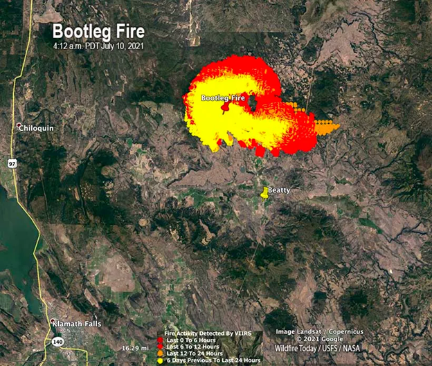 Bootleg Fire in Southern Oregon.