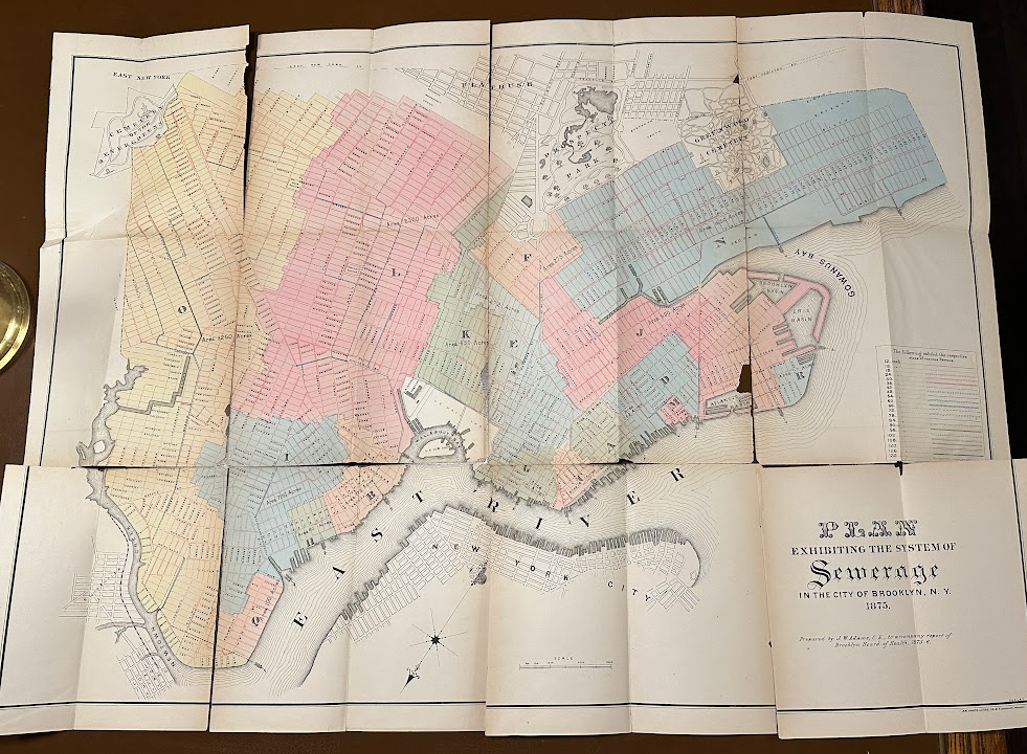 1876 schematic of sewer infrastructure in Brooklyn, New York.